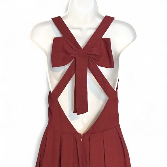 Sans Souci Crimson Red Fit & Flare Mini Dress Small Back Bow Holiday Party NWT - Picture 10 of 12